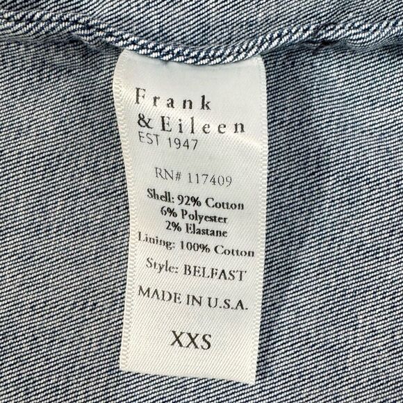 Frank & Eileen Belfast Jacket Performance Denim Blue Size XXS - Picture 8 of 10